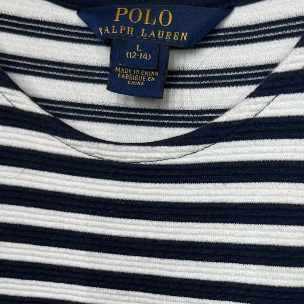 Polo by Ralph Lauren GIRLS Navy and White Striped Dress - Picture 3 of 4